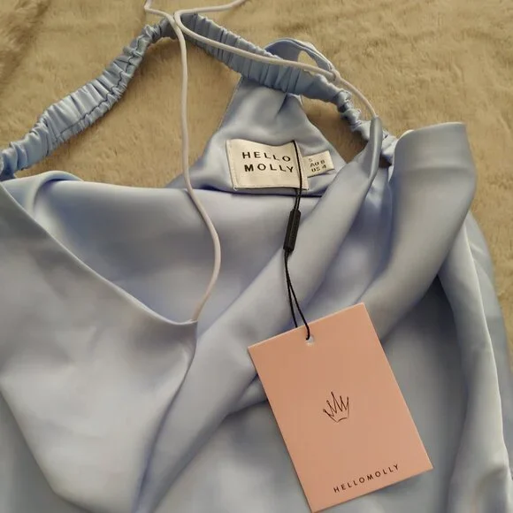 BRAND NEW Hello Molly baby blue satin mini dress size S/ US 4 - Picture 10 of 15